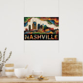 Nashville Tennessee Skyline Surrealist Print Poster (Küche)