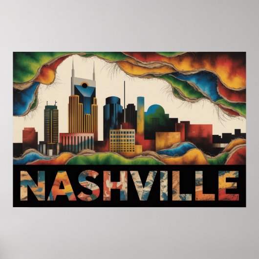 Nashville Tennessee Skyline Surrealist Print Poster (Vorne)