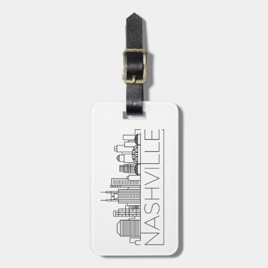 Nashville, Tennessee Stilisierter Skyline-Gepäckta Gepäckanhänger (Vorderseite vertikal)