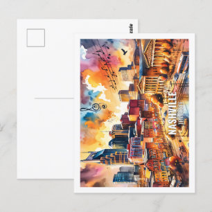 Nashville Tennessee USA Berühmter Ort Aquarell Postkarte