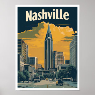Nashville Tennessee USA Vintage Reiseillustration Poster