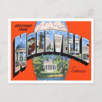 Nashville, Tennessee Vintag Big Letters Postcard
