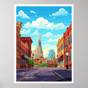 Nashville Tennessee Vintage-Reise-Illustration Poster