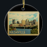 Nashville Tennessee Vintage Reise Keramik Ornament<br><div class="desc">Das Nashville Tennessee Design im Stil von Vintage Travel bietet eine Skyline-Aussicht auf die Stadt.</div>