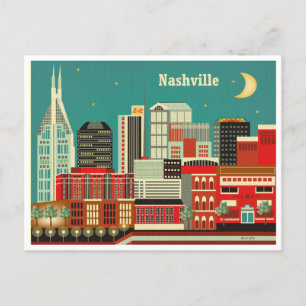 Nashville Tennessee Vintage Reise Stadt Retro Postkarte