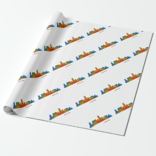 Nashville Tennessee watercolor Skyline art v1 Geschenkpapier