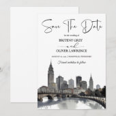 Nashville Tennessee Watercolor Skyline Save The Date (Vorne/Hinten)