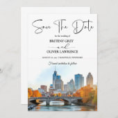 Nashville Tennessee Watercolor Skyline Save The Date (Vorne/Hinten)