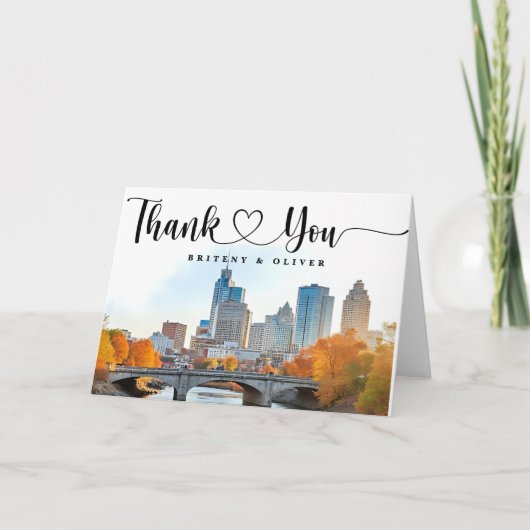 Nashville Tennessee Watercolor Skyline Wedding Dankeskarte (Vorderseite)