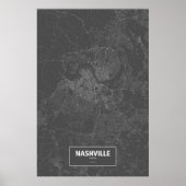 Nashville, Tennessee (weiß auf schwarz) Poster (Vorne)