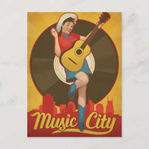 Nashville, TN - Button Up Girl Postkarte