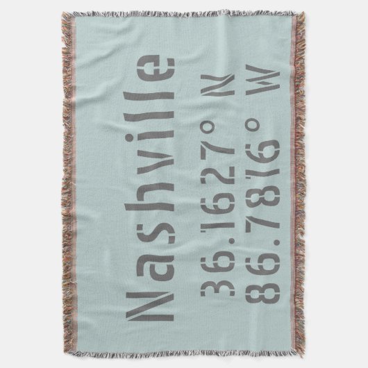 Nashville TN Latitude Longitude Decke (Vorderseite Vertikal)