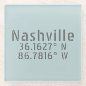 Nashville TN Latitude Longitude Glasuntersetzer (Vorderseite)