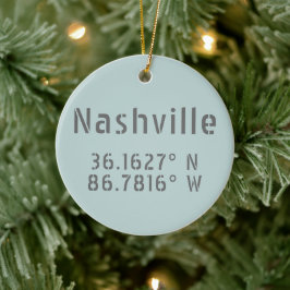 Nashville TN Latitude Longitude Keramik Ornament