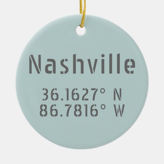 Nashville TN Latitude Longitude Keramik Ornament (Vorne)