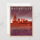 Nashville, TN - Night Skyline Postkarte (Vorne/Hinten)