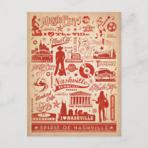 Nashville, TN - Pattern Print Postkarte