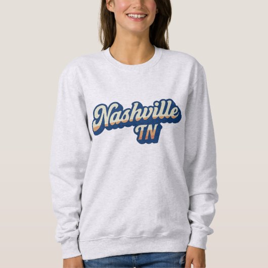 Nashville TN Retro Sunset Script Design - Vintag Sweatshirt (Vorderseite)