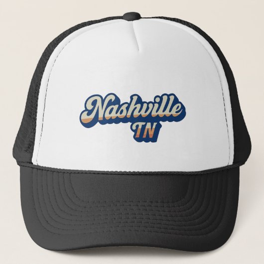 Nashville TN Retro Sunset Script Design - Vintag Truckerkappe (Vorderseite)