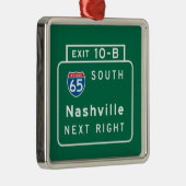 Nashville, TN-Verkehrsschild Silbernes Ornament (Rechts)