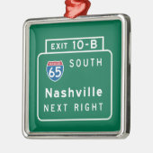 Nashville, TN-Verkehrsschild Silbernes Ornament (Links)