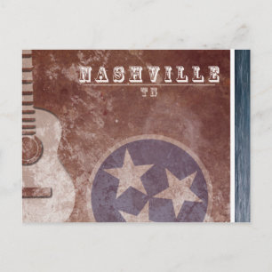 Nashville, TN Vintage-Flag-Gitarren-Postkarte Postkarte