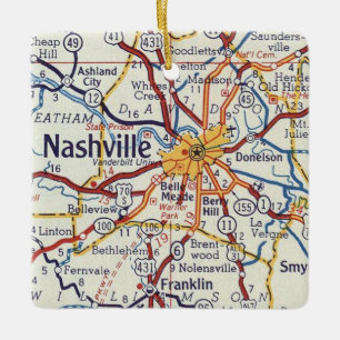 Nashville TN Vintage Map Keramikornament