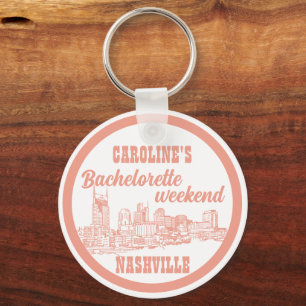 Nashville Toile Coral Rosa auf Weiß Schlüsselanhänger