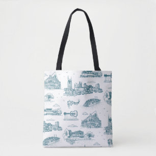 Nashville Toile Twilight auf Weiß Tasche