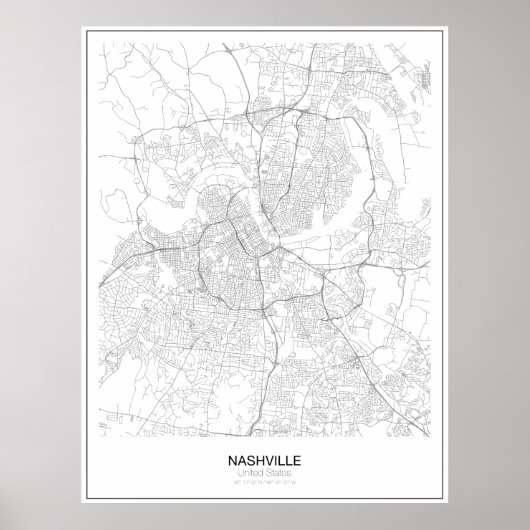 Nashville, United Staaten Minimalistisch Map Poste Poster (Vorne)