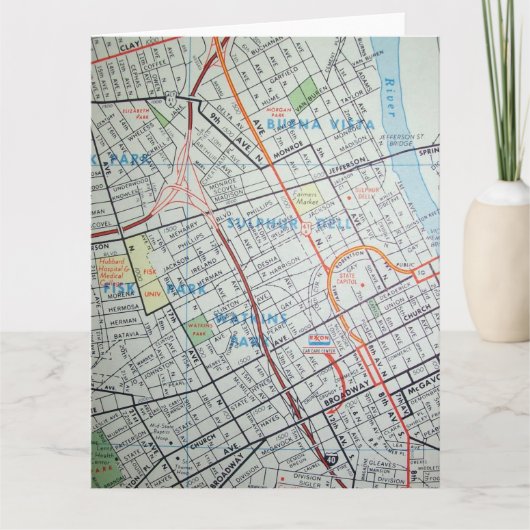 Nashville, Vintage Karte TN (Vorderseite)