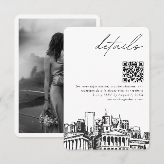 Nashville Wedding Details QR Code Small Begleitkarte (Vorne/Hinten)