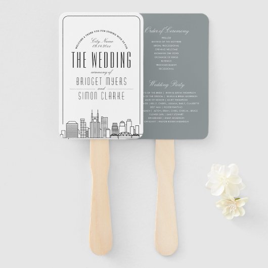 Nashville Wedding | Hochzeitsprogramm Hand Fan Fächer (Vorne und Hinten)