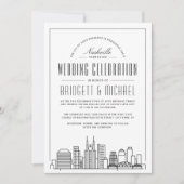 Nashville Wedding | Modern Deko City Skyline Einladung (Vorderseite)