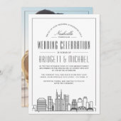 Nashville Wedding | Modern Deko City Skyline Einladung (Vorne/Hinten)