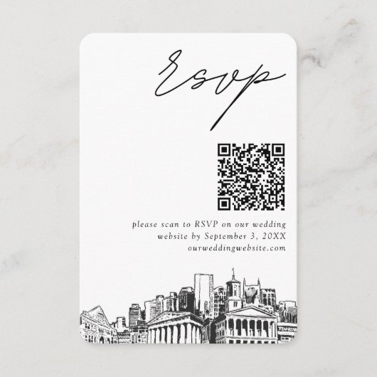 Nashville Wedding RSVP QR Code Small Begleitkarte (Vorderseite)