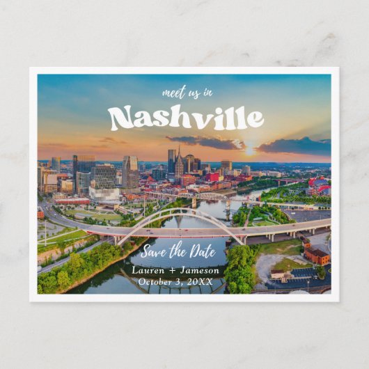 Nashville Wedding Save the Date Postcard Postkarte (Vorderseite)