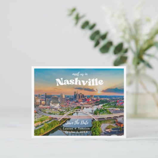 Nashville Wedding Save the Date Postcard Postkarte (Stehend Vorderseite)