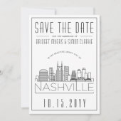 Nashville Wedding | Stilisierte Skyline Save the D Einladung (Vorderseite)