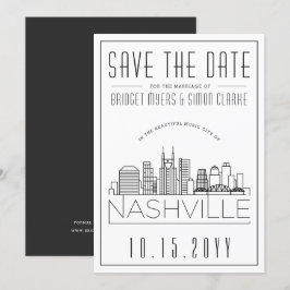 Nashville Wedding | Stilisierte Skyline Save the D Einladung