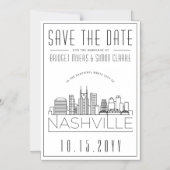 Nashville Wedding | Stilisierte Skyline Save the D Magneteinladung (Vorderseite)