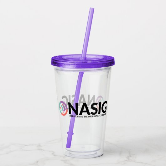 NASIG Logo-Trommel mit Stroh Acryltrinkbecher (Rückseite)