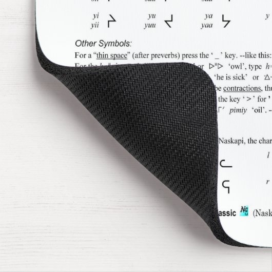 Naskapi Syllabic Mousepad (Ecke)