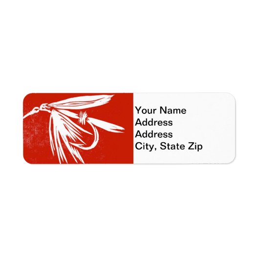 "Nass Fly Red" Trout Fly Return Address Label (Vorne)