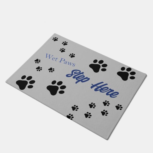 Nass Paws Hund Lover Paw Prints Fußmatte (Schrägansicht)