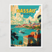 Nassau Bahama Vintage Illustration Postkarte (Vorderseite)