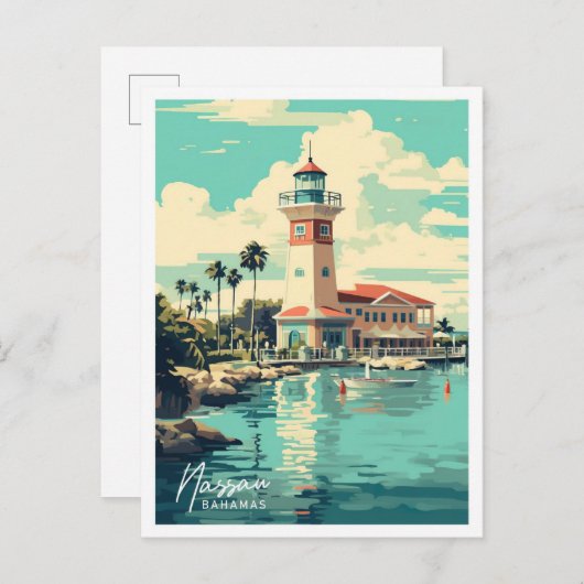 Nassau Bahamas Art Vintage Reise Postkarte (Vorne/Hinten)