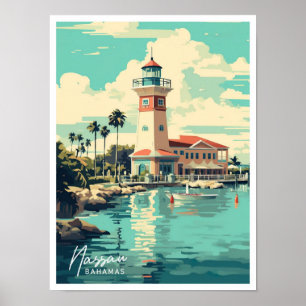 Nassau Bahamas Kunst Vintage Reiseillustration Poster