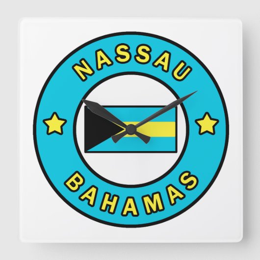 Nassau Bahamas Quadratische Wanduhr (Vorderseite)