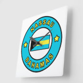 Nassau Bahamas Quadratische Wanduhr (Winkel)